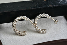 Load image into Gallery viewer, Lagos Caviar Sterling Silver Beaded Small Hoop Stud Earrings With 14K Gold Post
