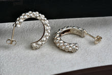 Load image into Gallery viewer, Lagos Caviar Sterling Silver Beaded Small Hoop Stud Earrings With 14K Gold Post
