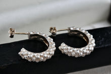 Load image into Gallery viewer, Lagos Caviar Sterling Silver Beaded Small Hoop Stud Earrings With 14K Gold Post
