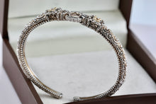 Load image into Gallery viewer, Barbara Bixby 18K Gold &amp; Sterling Flower Hinged Bangle Cuff Large Bracelet
