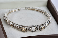 Load image into Gallery viewer, Barbara Bixby 18K Gold &amp; Sterling Flower Hinged Bangle Cuff Large Bracelet
