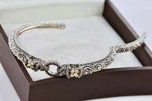 Load image into Gallery viewer, Barbara Bixby 18K Gold &amp; Sterling Flower Hinged Bangle Cuff Large Bracelet
