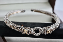 Load image into Gallery viewer, Barbara Bixby 18K Gold &amp; Sterling Flower Hinged Bangle Cuff Large Bracelet
