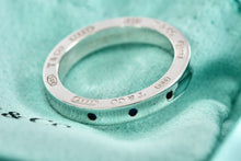 Load image into Gallery viewer, Tiffany &amp; Co. 1837 Narrow 3 Blue Sapphire Band Stacking Ring Size 7.5
