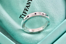 Load image into Gallery viewer, Tiffany &amp; Co. 1837 Narrow 3 Blue Sapphire Band Stacking Ring Size 7.5
