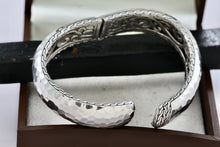 Load image into Gallery viewer, John Hardy Sterling Silver Medium Hammered Double Hinged Bangle Cuff Bracelet
