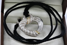 Load image into Gallery viewer, Judith Ripka Sterling Silver Cable Diamonique Heart 36" Bolo Cord Necklace
