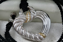 Load image into Gallery viewer, Judith Ripka Sterling Silver Cable Diamonique Heart 36" Bolo Cord Necklace

