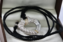 Load image into Gallery viewer, Judith Ripka Sterling Silver Cable Diamonique Heart 36" Bolo Cord Necklace
