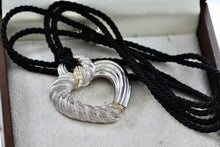 Load image into Gallery viewer, Judith Ripka Sterling Silver Cable Diamonique Heart 36" Bolo Cord Necklace
