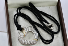 Load image into Gallery viewer, Judith Ripka Sterling Silver Cable Diamonique Heart 36" Bolo Cord Necklace
