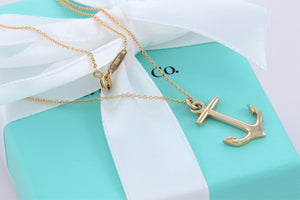 Tiffany & Co. Rare 18K Yellow Gold Anchor Pendant 16" Necklace