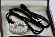 Load image into Gallery viewer, Judith Ripka Sterling Silver Cable Diamonique Heart 36" Bolo Cord Necklace
