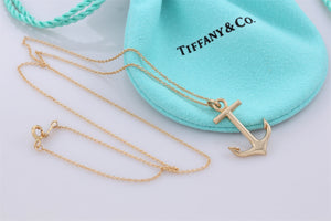 Tiffany & Co. Rare 18K Yellow Gold Anchor Pendant 16" Necklace