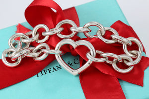 Tiffany & Co. Silver Heart Clasp 12mm Link Bracelet