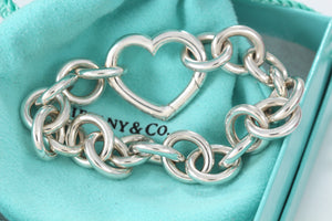 Tiffany & Co. Silver Heart Clasp 12mm Link Bracelet