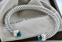 Load image into Gallery viewer, David Yurman 14K Gold &amp; Sterling Silver Blue Topaz Classic Cable 7mm Bracelet
