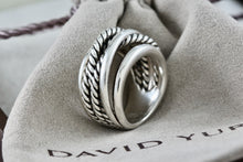 Load image into Gallery viewer, David Yurman Sterling Silver Wide Crossover Cable Band Ring Size 5.5
