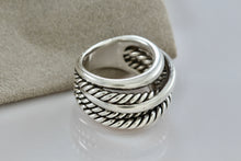 Load image into Gallery viewer, David Yurman Sterling Silver Wide Crossover Cable Band Ring Size 5.5
