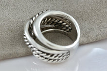 Load image into Gallery viewer, David Yurman Sterling Silver Wide Crossover Cable Band Ring Size 5.5
