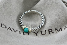 Load image into Gallery viewer, David Yurman Silver &amp; 14K Gold Turquoise Bead Stackable Cable Ring Size 7
