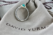 Load image into Gallery viewer, David Yurman Silver &amp; 14K Gold Turquoise Bead Stackable Cable Ring Size 7
