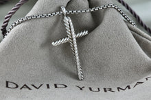 Load image into Gallery viewer, David Yurman 14K Gold &amp; Sterling Silver Diamonds Crossover Cross 16" Necklace
