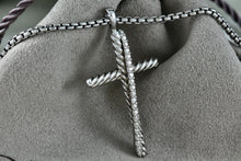 Load image into Gallery viewer, David Yurman 14K Gold &amp; Sterling Silver Diamonds Crossover Cross 16" Necklace
