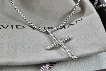 Load image into Gallery viewer, David Yurman 14K Gold &amp; Sterling Silver Diamonds Crossover Cross 16" Necklace
