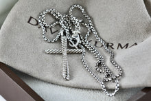 Load image into Gallery viewer, David Yurman 14K Gold &amp; Sterling Silver Diamonds Crossover Cross 16" Necklace
