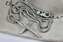 Load image into Gallery viewer, David Yurman 14K Gold &amp; Sterling Silver Diamonds Crossover Cross 16" Necklace
