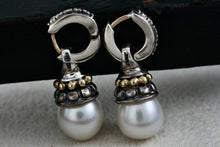 Load image into Gallery viewer, Lagos Caviar Sterling Silver &amp; 18K Gold Large Pearl Bead Dangle Drop Earrings
