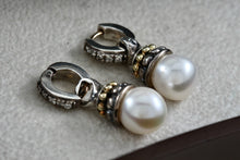 Load image into Gallery viewer, Lagos Caviar Sterling Silver &amp; 18K Gold Large Pearl Bead Dangle Drop Earrings
