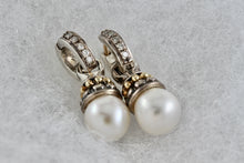 Load image into Gallery viewer, Lagos Caviar Sterling Silver &amp; 18K Gold Large Pearl Bead Dangle Drop Earrings
