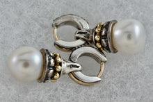 Load image into Gallery viewer, Lagos Caviar Sterling Silver &amp; 18K Gold Large Pearl Bead Dangle Drop Earrings
