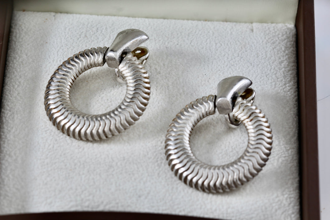 Trifari Large Ripple Circle Clip-On Earrings