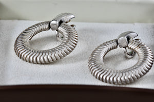 Trifari Large Ripple Circle Clip-On Earrings