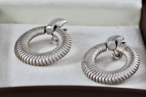 Trifari Large Ripple Circle Clip-On Earrings