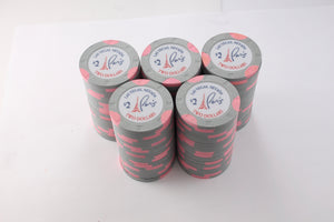 Las Vegas Hotel Paris Casino $2 Dollar H & C Light Gray & Pink Clay Poker Chip