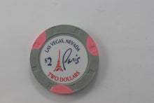 Load image into Gallery viewer, Las Vegas Hotel Paris Casino $2 Dollar H &amp; C Light Gray &amp; Pink Clay Poker Chip
