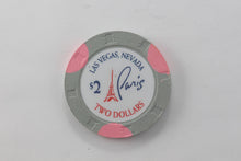 Load image into Gallery viewer, Las Vegas Hotel Paris Casino $2 Dollar H &amp; C Light Gray &amp; Pink Clay Poker Chip
