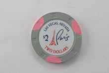 Load image into Gallery viewer, Las Vegas Hotel Paris Casino $2 Dollar H &amp; C Light Gray &amp; Pink Clay Poker Chip
