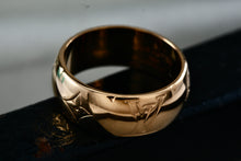Load image into Gallery viewer, Louis Vuitton Gold Tone LV Monogram Logo Authentic Wide Band Ring Size 9
