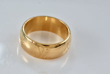 Load image into Gallery viewer, Louis Vuitton Gold Tone LV Monogram Logo Authentic Wide Band Ring Size 9
