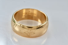 Load image into Gallery viewer, Louis Vuitton Gold Tone LV Monogram Logo Authentic Wide Band Ring Size 9
