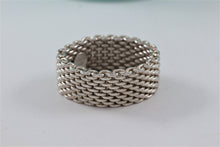 Load image into Gallery viewer, Tiffany &amp; Co. Somerset Floppy Mesh Silver Band Unisex Ring Size 10
