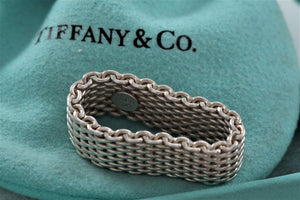 Tiffany & Co. Somerset Floppy Mesh Silver Band Unisex Ring Size 10