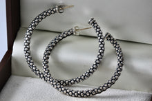 Load image into Gallery viewer, Lagos Caviar Sterling Silver Beaded Large Hoop Stud Earrings With 18K Gold Post
