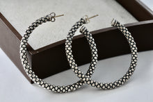 Load image into Gallery viewer, Lagos Caviar Sterling Silver Beaded Large Hoop Stud Earrings With 18K Gold Post
