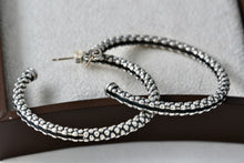 Load image into Gallery viewer, Lagos Caviar Sterling Silver Beaded Large Hoop Stud Earrings With 18K Gold Post
